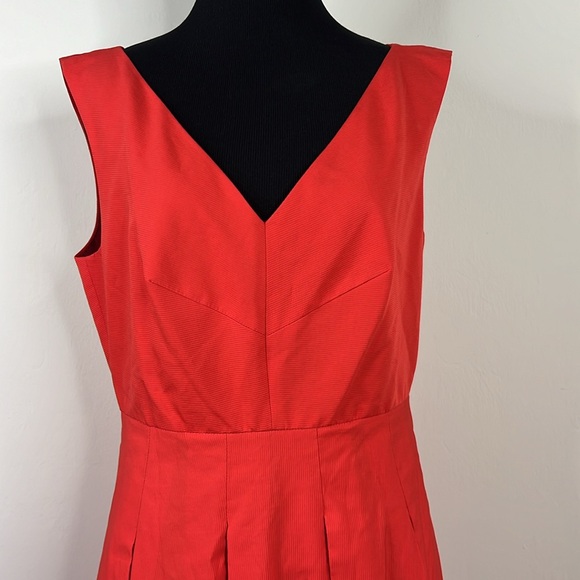 TARA JARMON Roquette V-NECK Full Skirt DRESS IN CORAL COLOR IN Rouge 40 - Picture 2 of 10